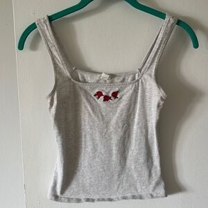 Garage grey tank top with embroidered roses size extra small xs